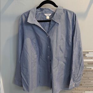 CJ Banks Blue Striped Blouse